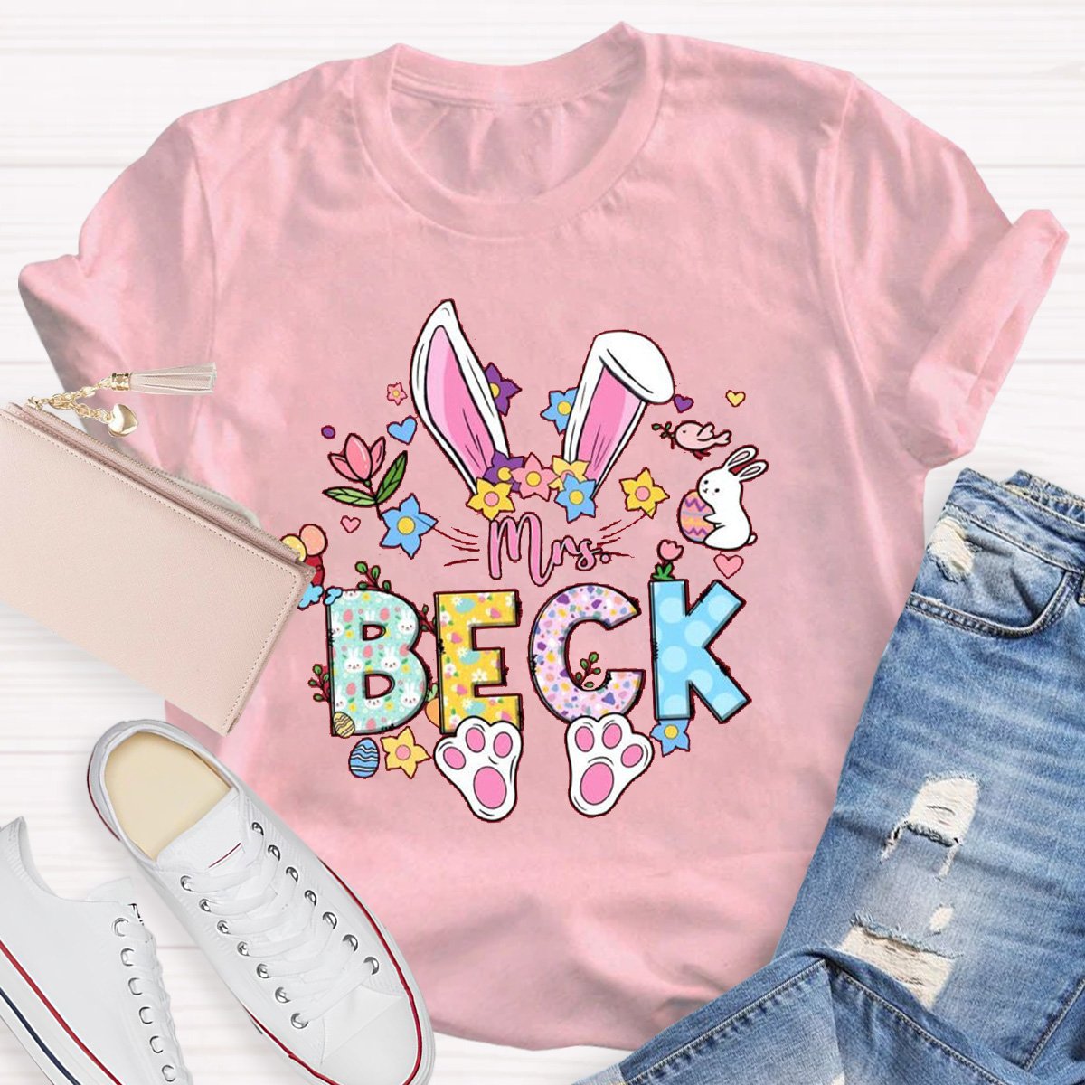 Personalized Bunny Teacher Shirt