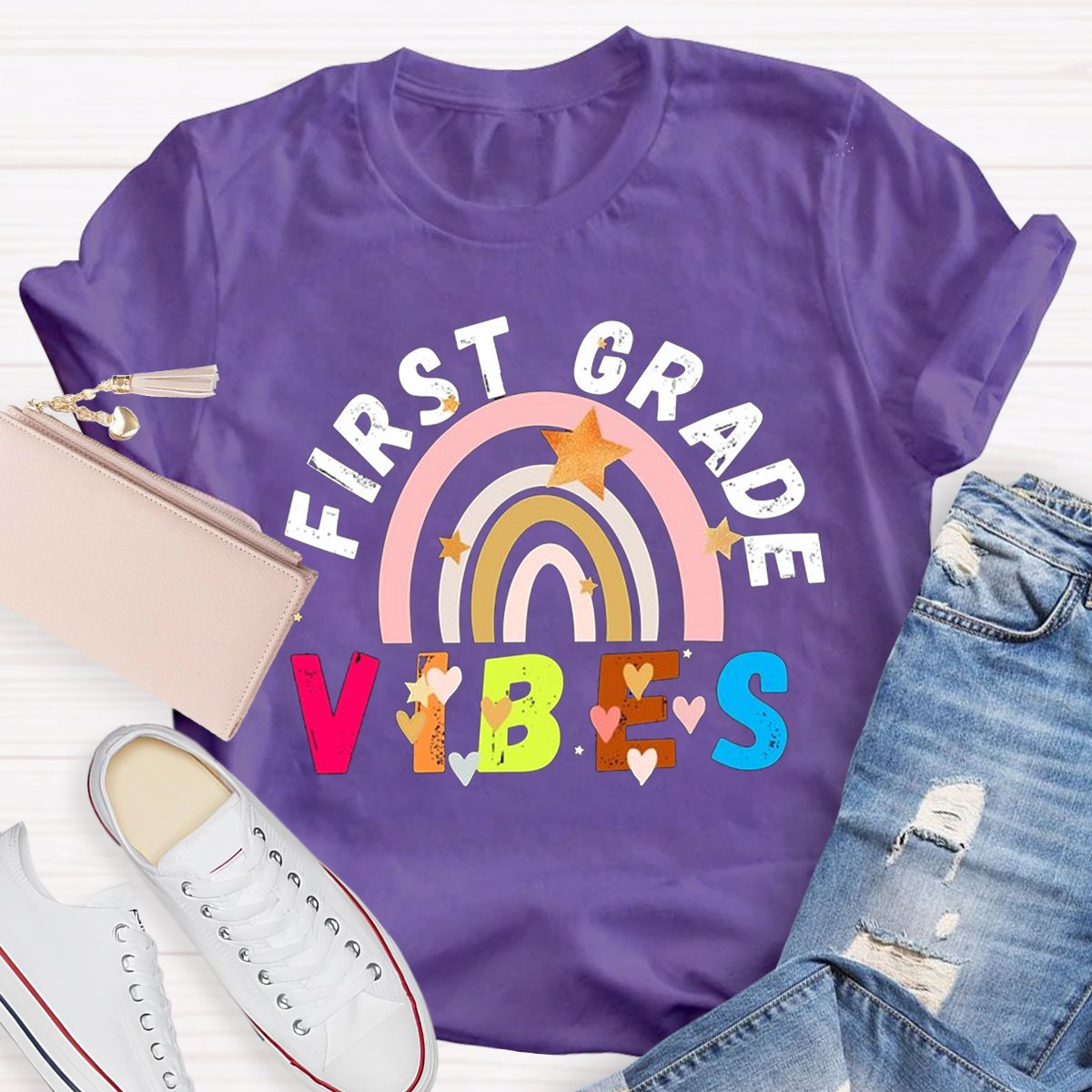 Personalized First Grade Vibes Teacher Shirt