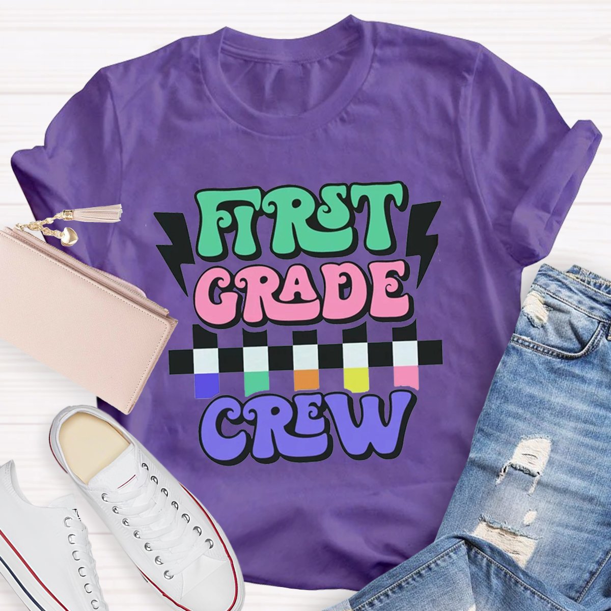 Personalized First Grade Crew Teacher Shirt