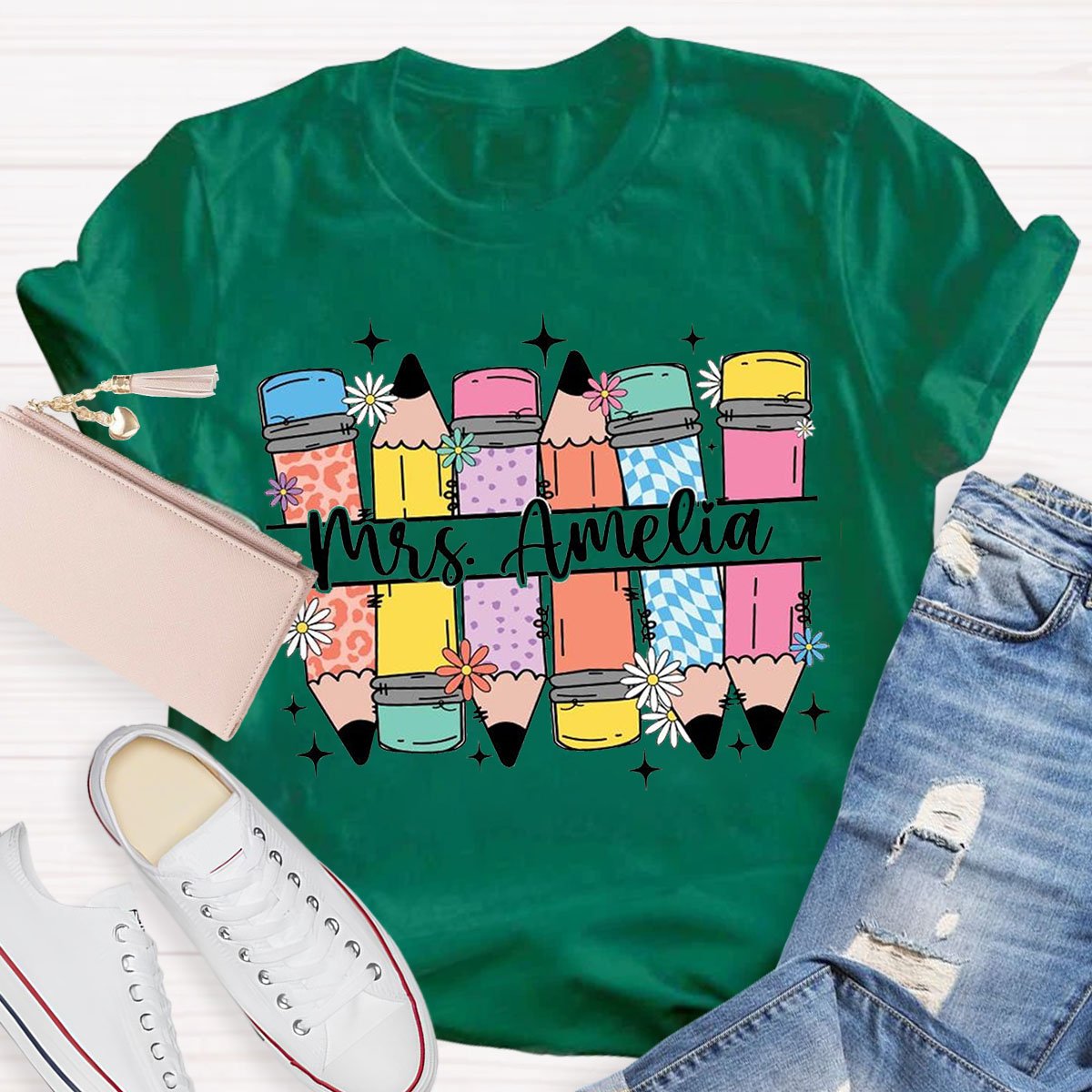 Personalized Name Pencil Design T-Shirt