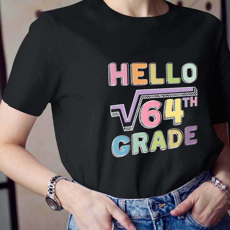 Personalized Grade Say Hello Math Teacher T-Shirt