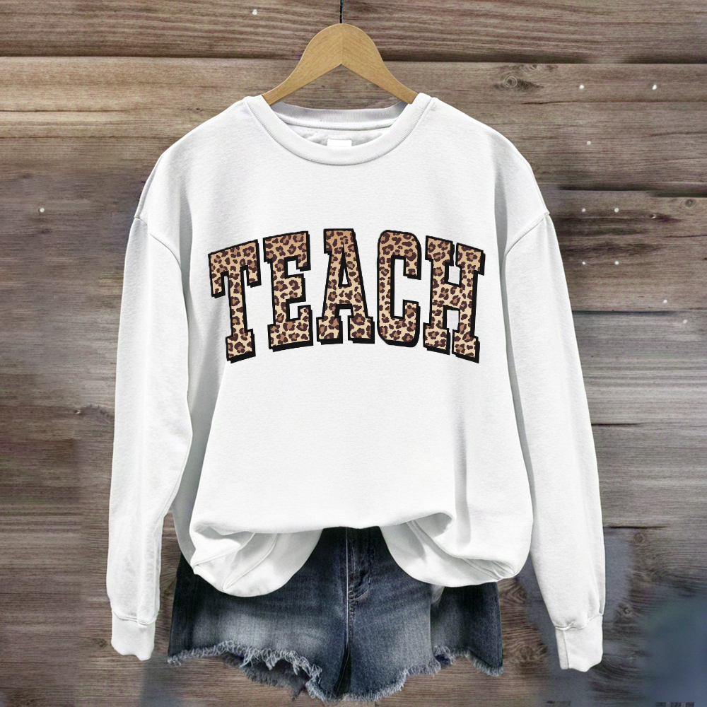 Leopard Teach Print Sweatshirt