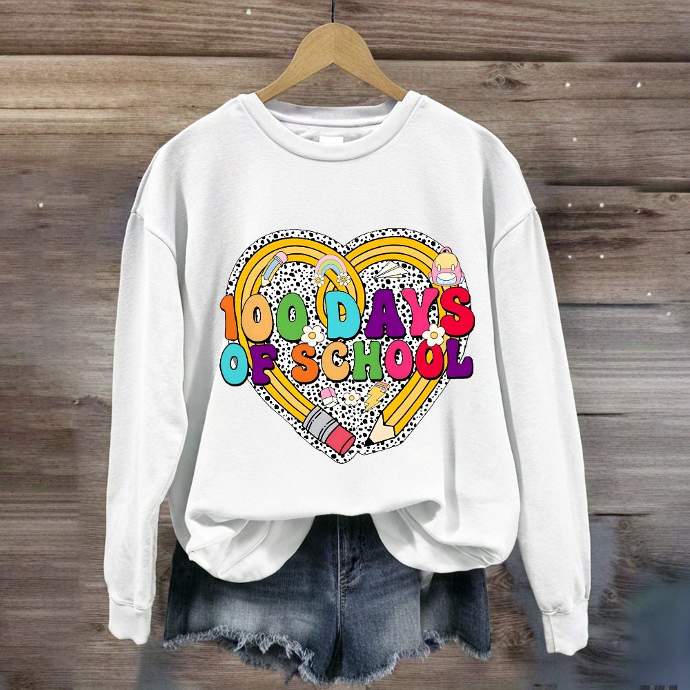 Happy 100 Days Of School Pencil Heart Sweatshirt