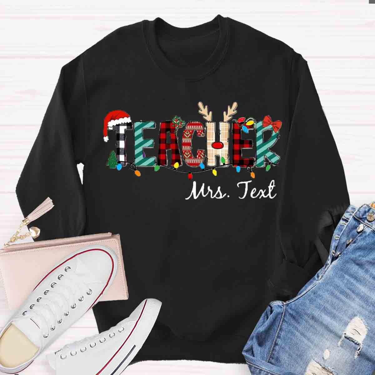 Personalized Name Christmas Plaid Sweatshirt