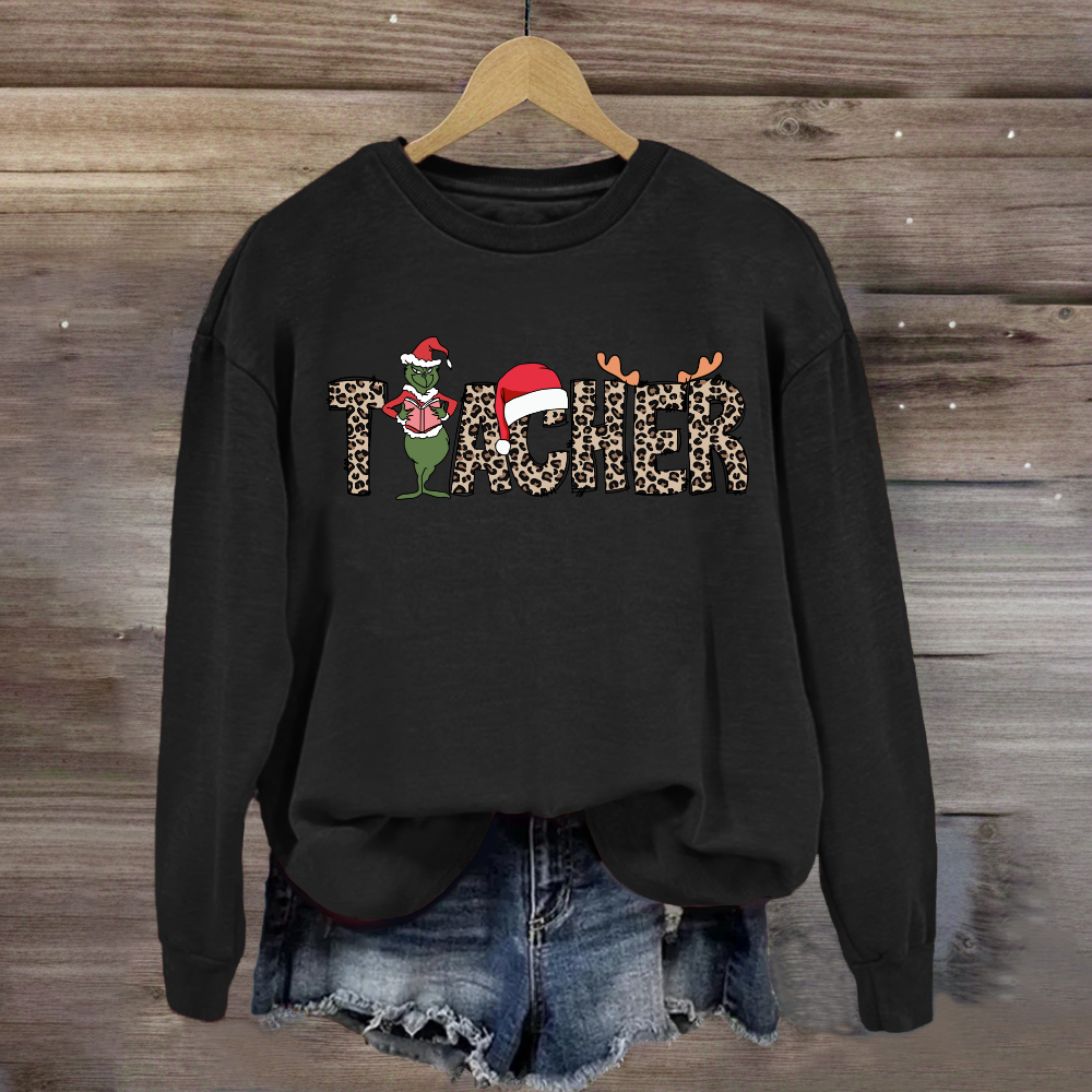 Christmas Leopard Teacher Sweatshirt