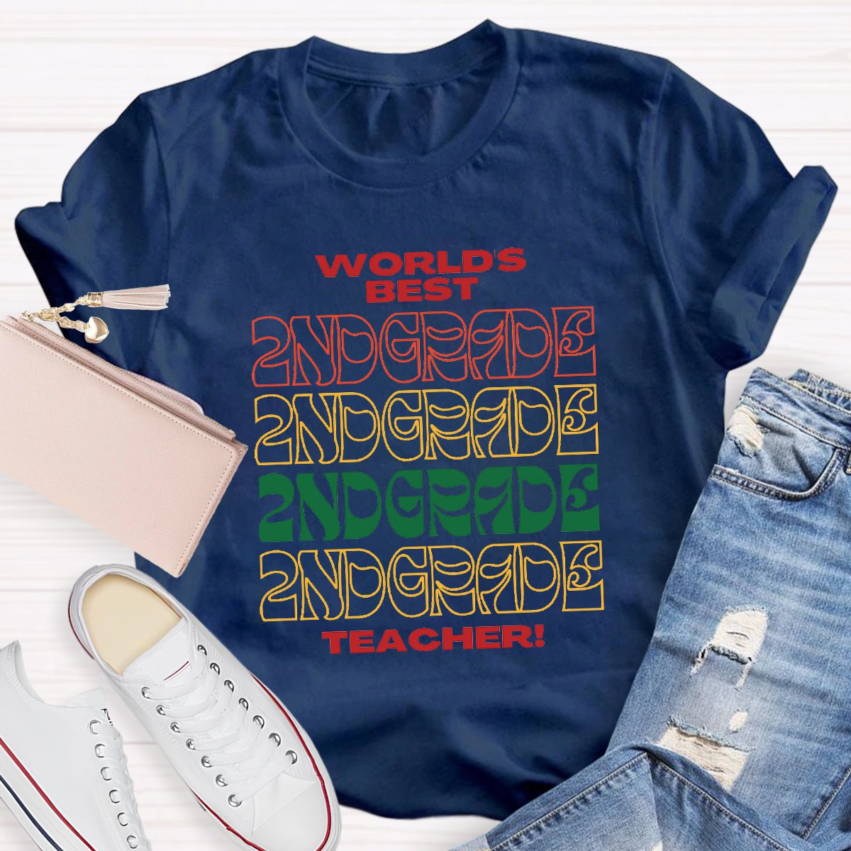 Personalized World's Best 2nd Grade Teacher Shirt