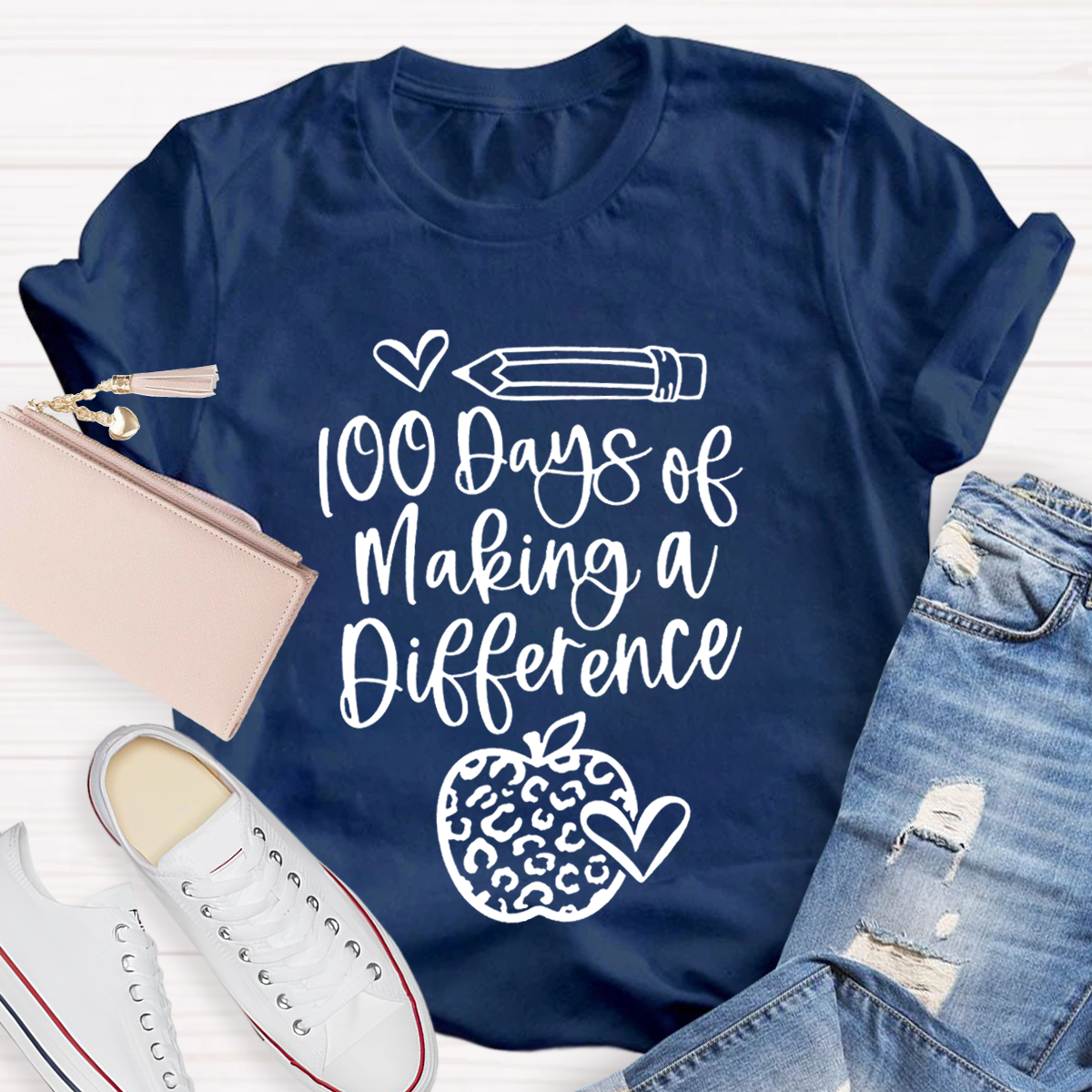 100 Days Of Making A Difference Teacher T-Shirt