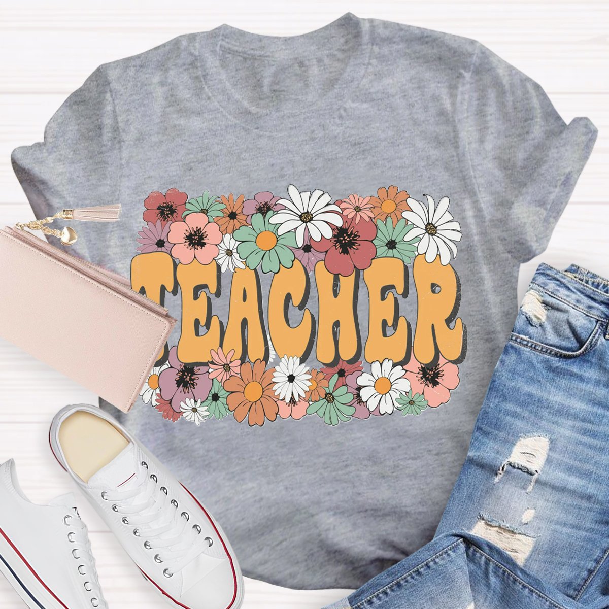 Cute Floral Trendy Teacher Shirt