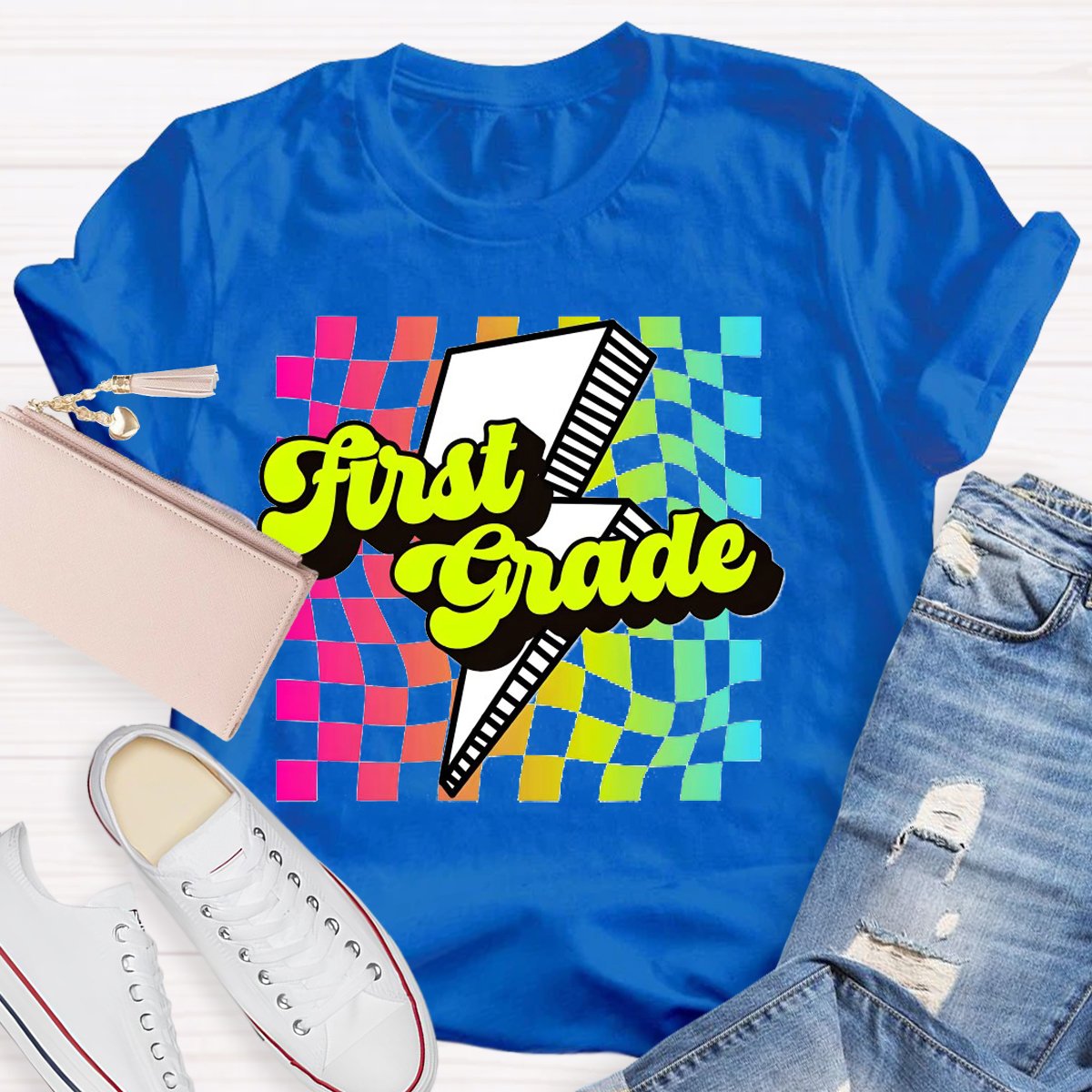 Personalized Grade Color Blocks Back to School T-shirt