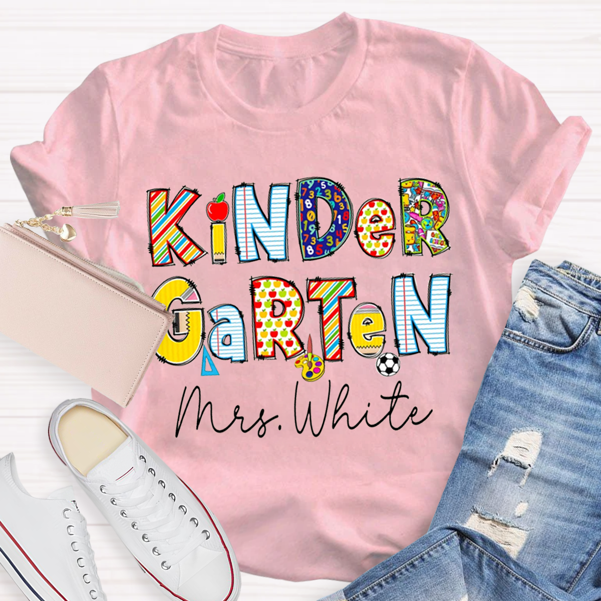 Personalized Funny Design Grade And Name Teacher T-Shirt