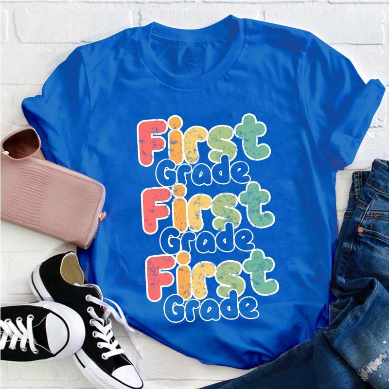 Personalized Grade Color Teacher T-Shirt