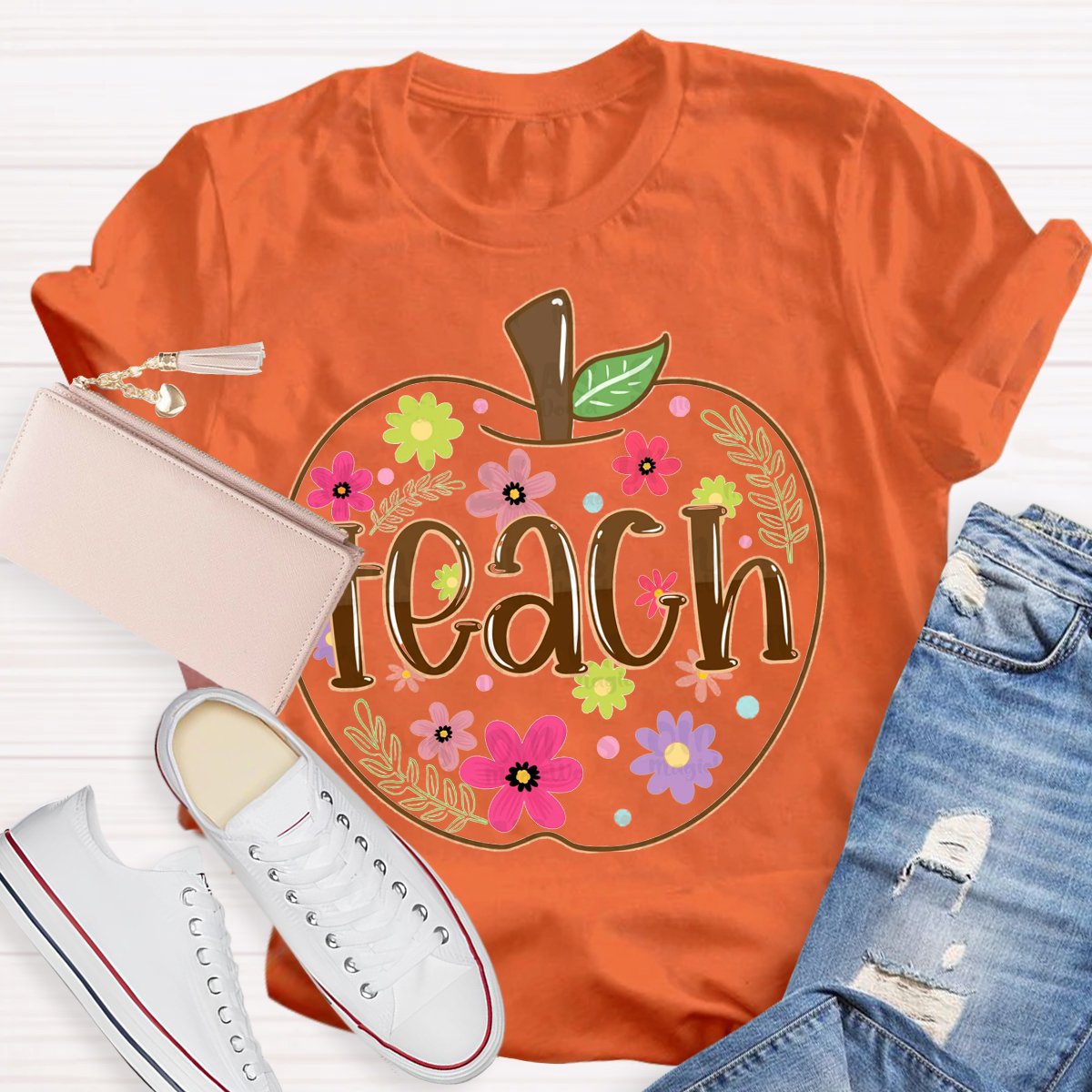 Apple Flowers Teachers T-Shirt