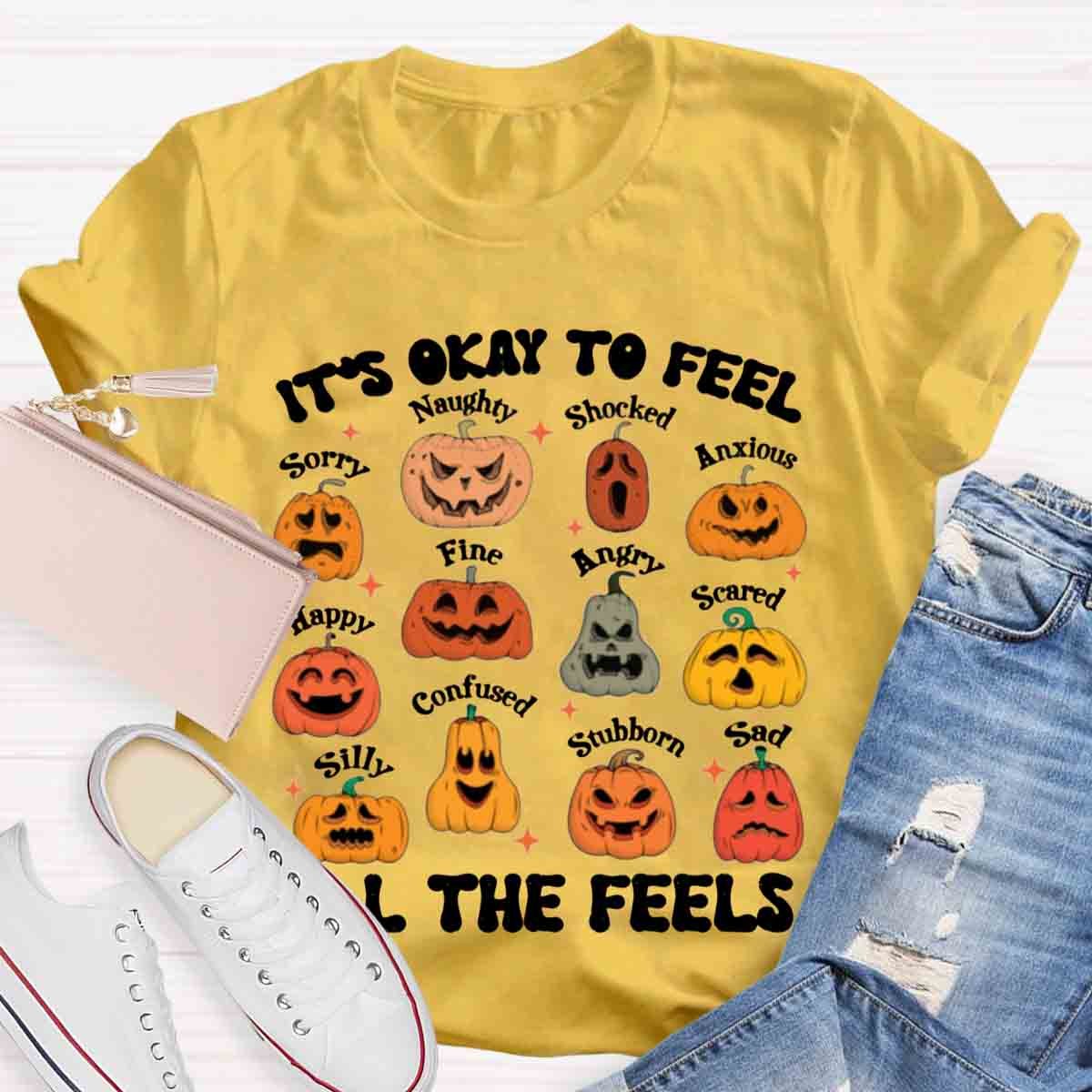 It's Okay To Feel All The Feels Halloween School Psychologist Shirt