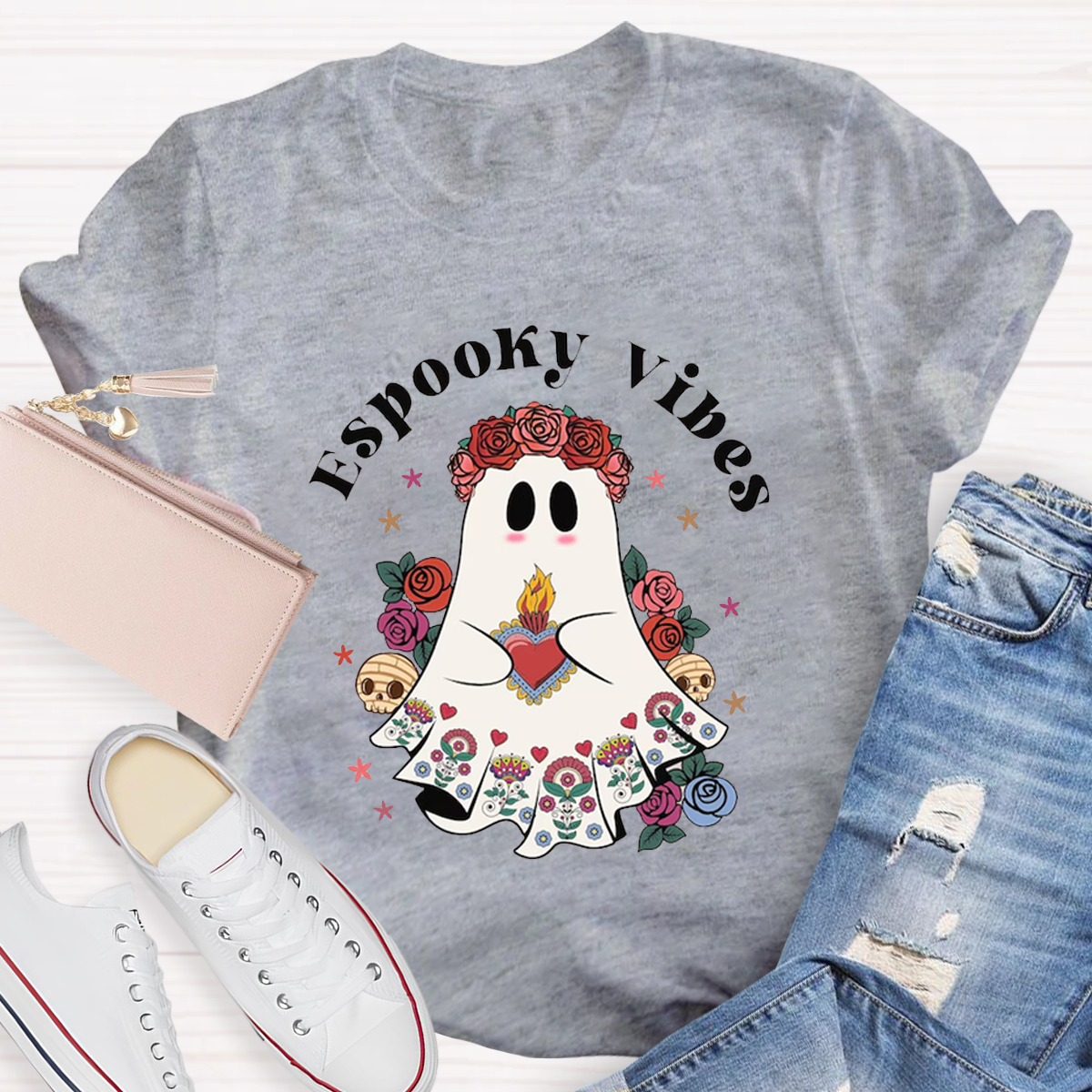 Espooky Vibes Mexican Ghost Halloween T-Shirt