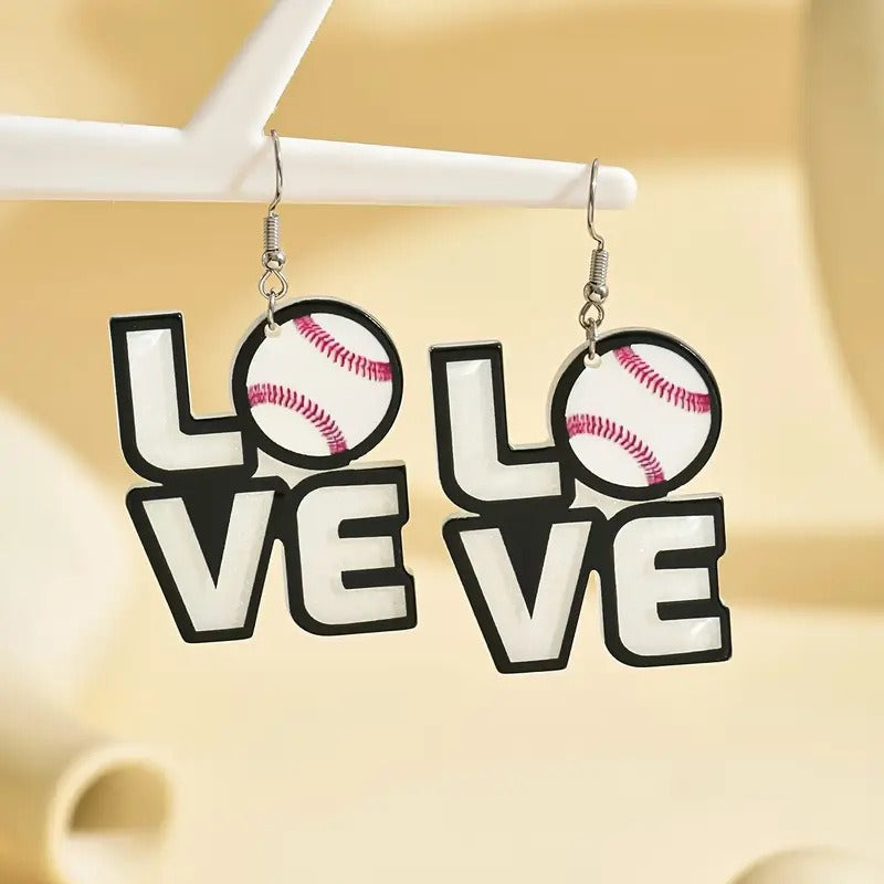 Game Day Football LOVE Acrylic Earrings