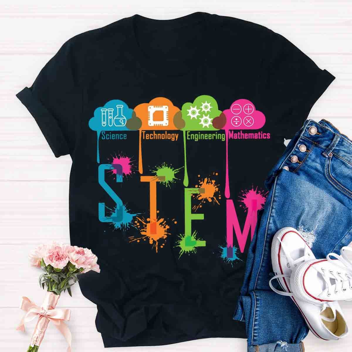 Color Splash Ink STEM Teacher T-Shirt