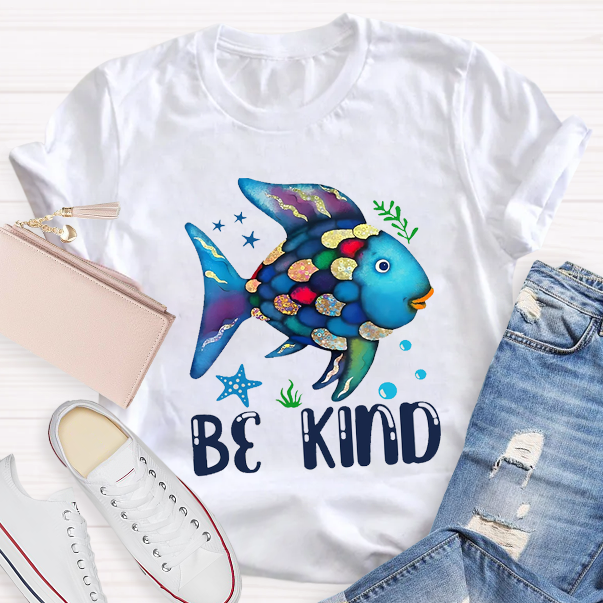 Be Kind Colorful Fish Swimming T-Shirt