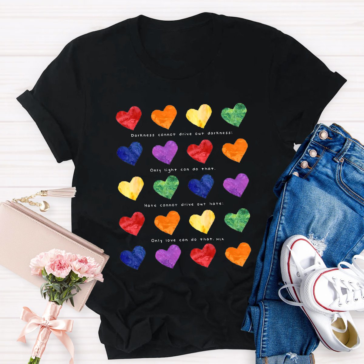 Colorful Hearts Teacher Shirt