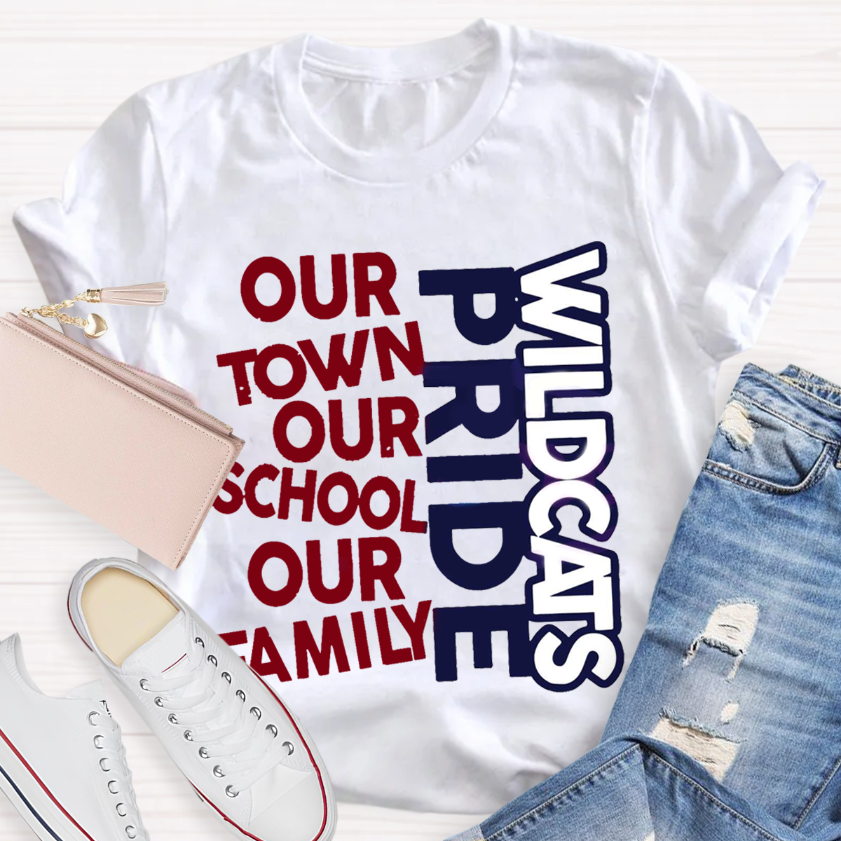 Personalized School Mascot Pride Our Town Our School Our Family Teacher T-Shirt