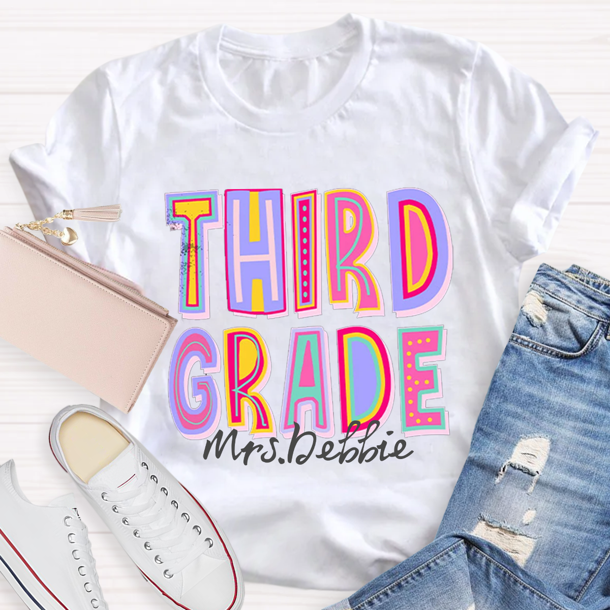 Personalized Your Grade And Name Teacher T-Shirt