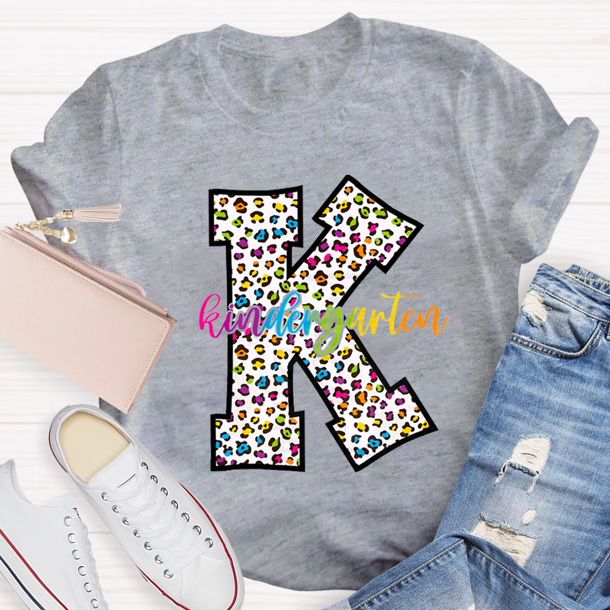 Personalized Grade Leopard Design Teacher T-Shirt