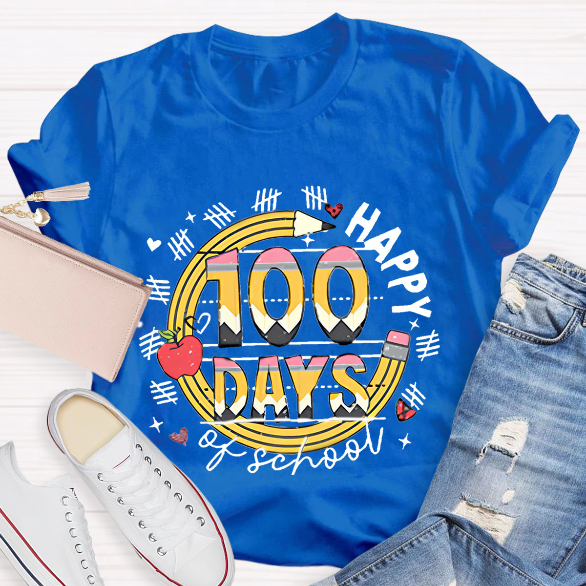 100 Days Of School Pencil Teacher T-Shirt