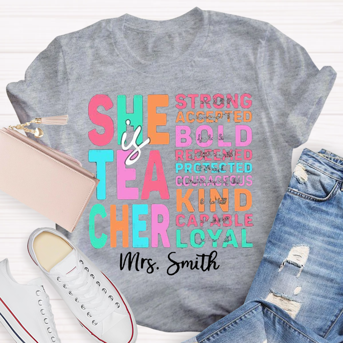 Personalized Name Teacher is Strong Kind T-shirt