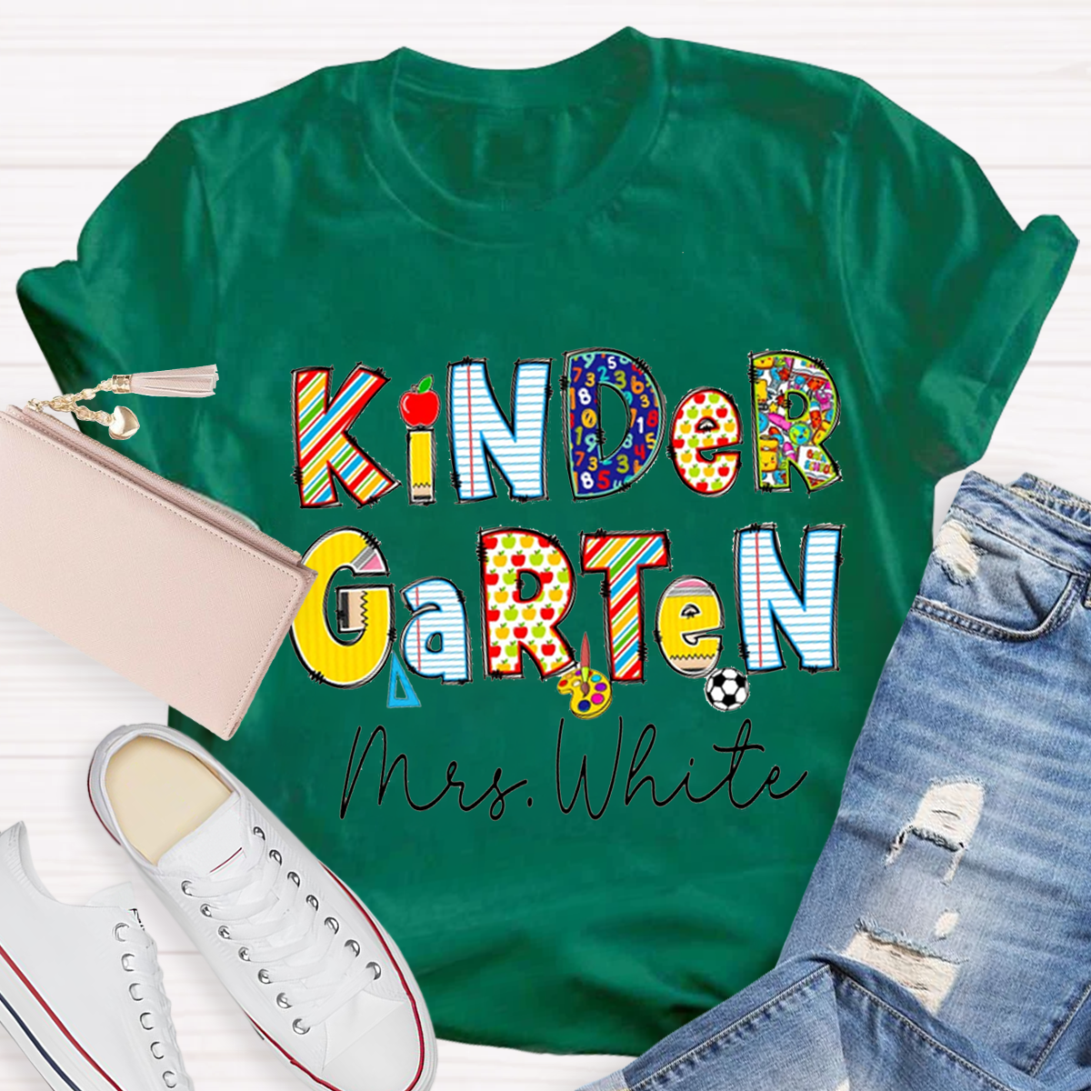 Personalized Funny Design Grade And Name Teacher T-Shirt