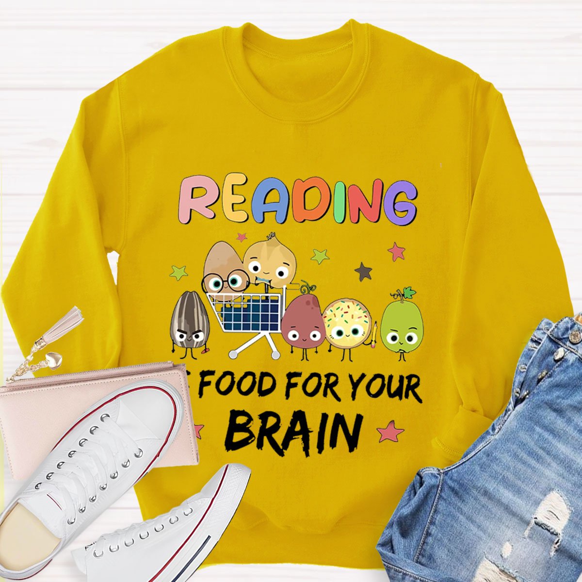 Reading Is Food For Your Brain Teacher Sweatshirt