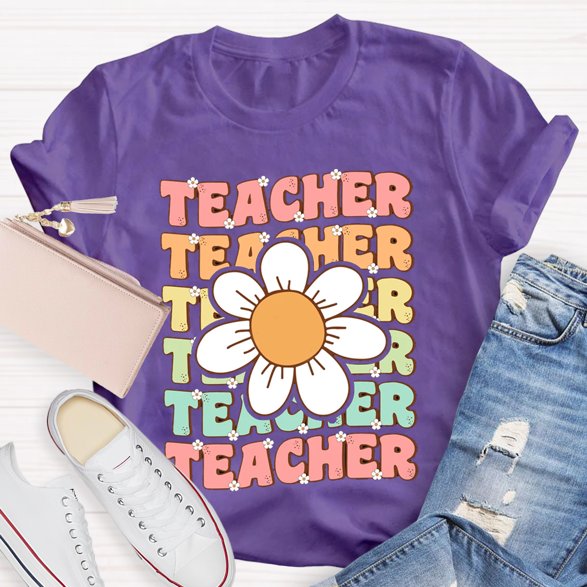 Retro Floral Teacher Shirt