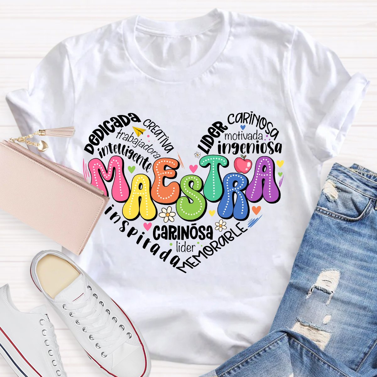 Maestra Spanish Teacher Heart T-Shirt