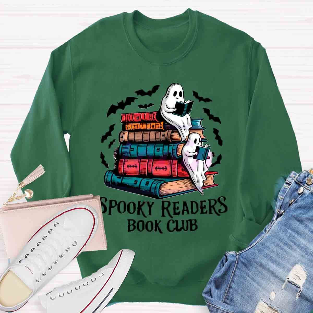 Funny Bookish Ghost Spooky Readers Book Club Halloween Sweatshirt