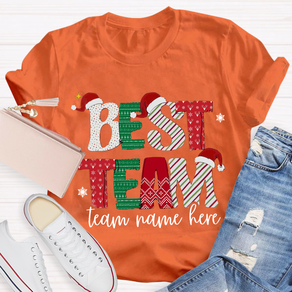 Personalized Team Name Christmas Best Team Ever T-Shirt