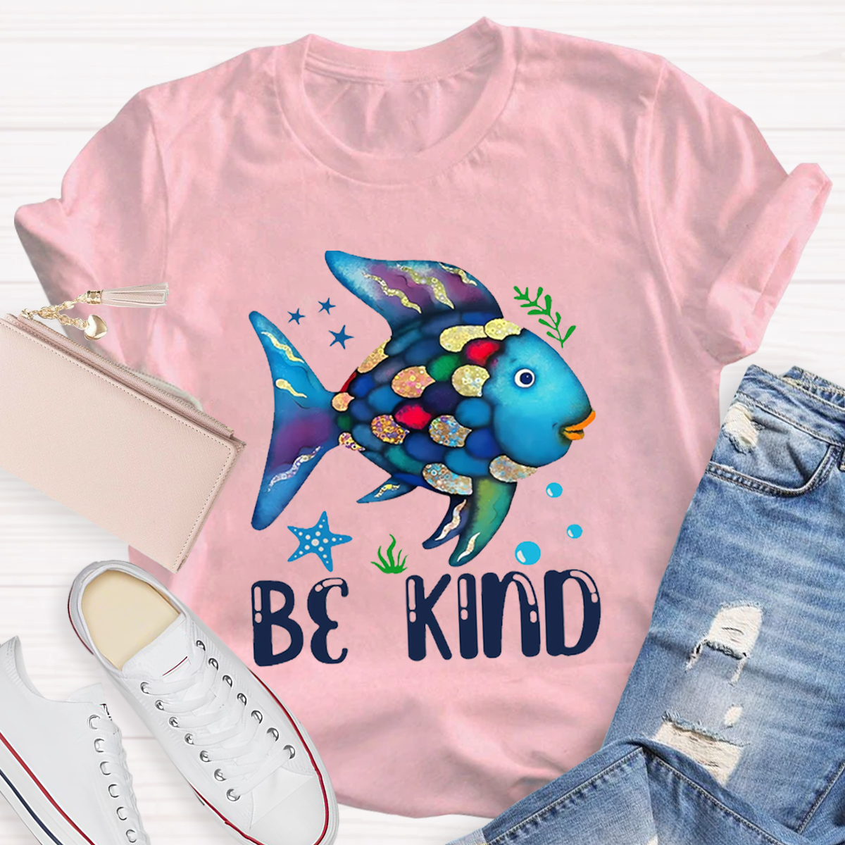 Be Kind Colorful Fish Swimming T-Shirt