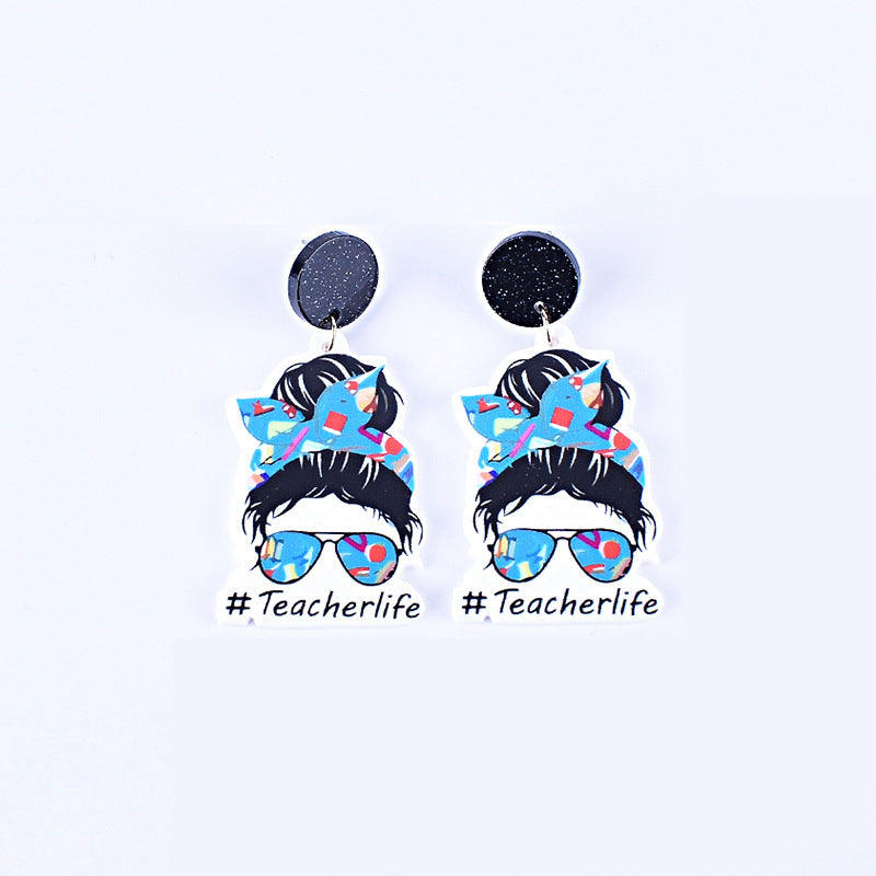 Rainbow Pencil Teacher Earrings