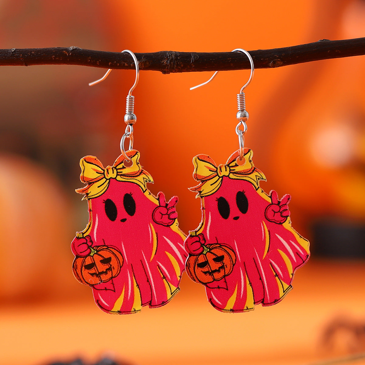 Colorful Bow Ghost Drop Earrings