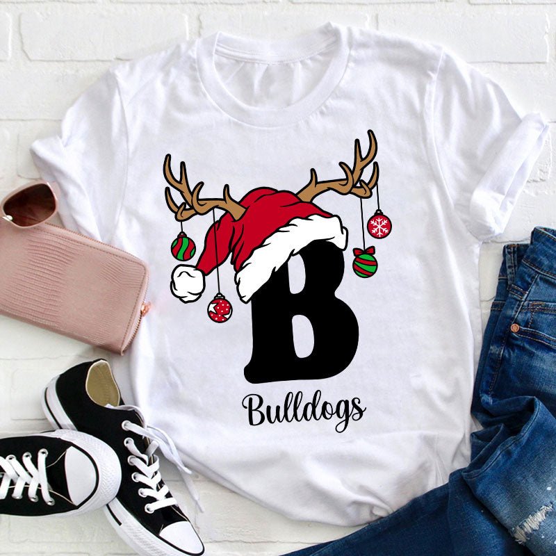 Personalized An Elk Santa Hat Teacher T-Shirt