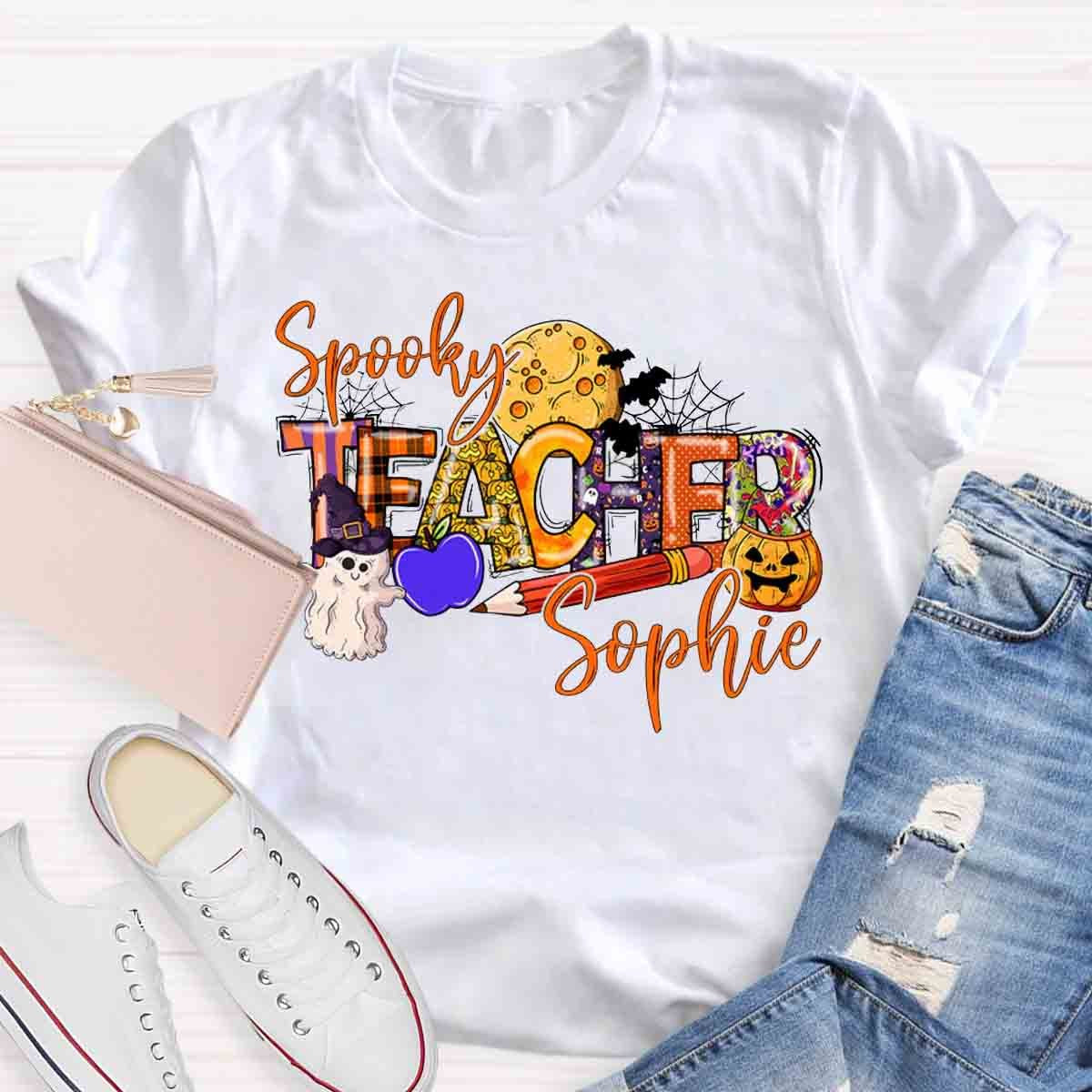 Personalized Name Spooky Teacher T-Shirt