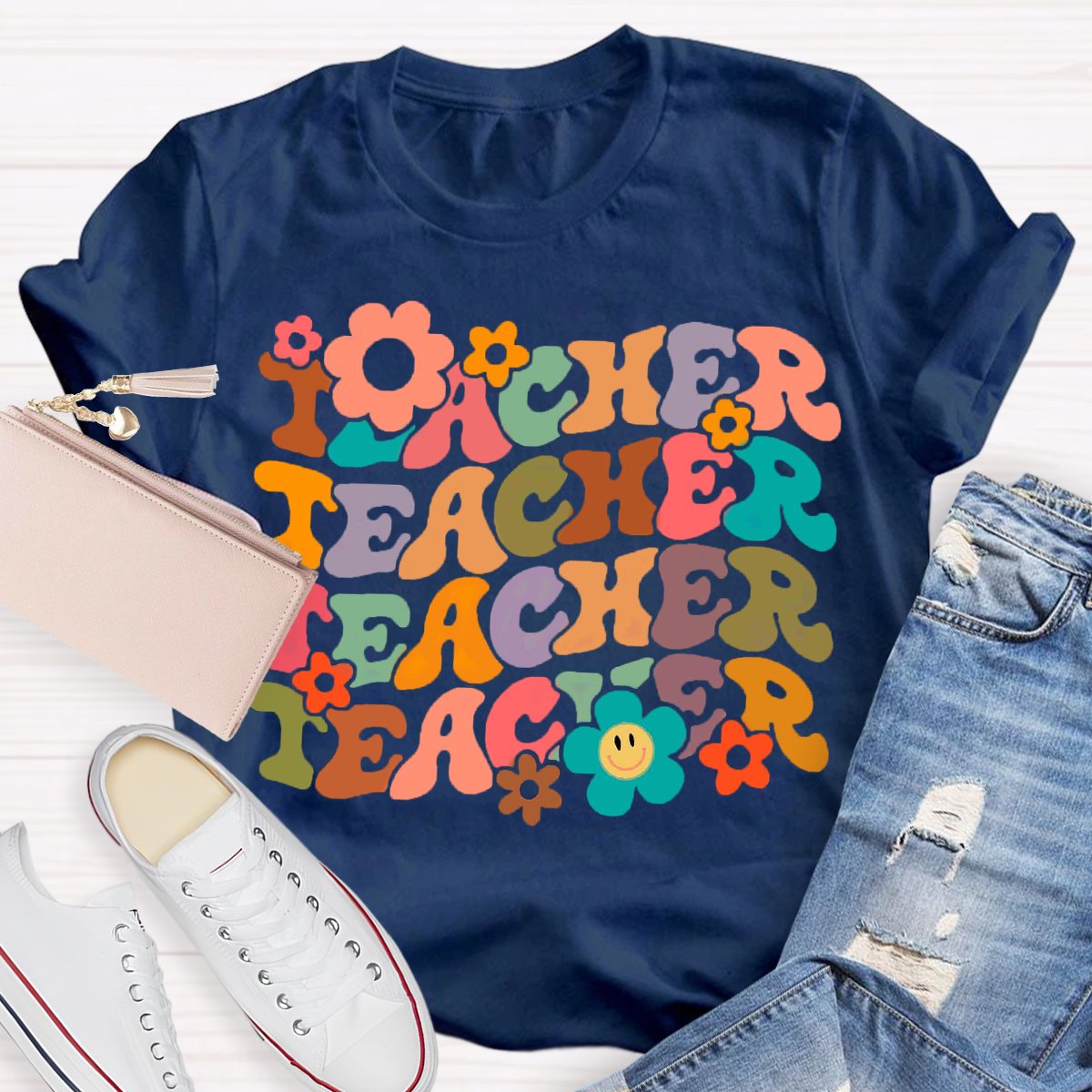 Floral Graphic Designs Teacher  T-Shirt