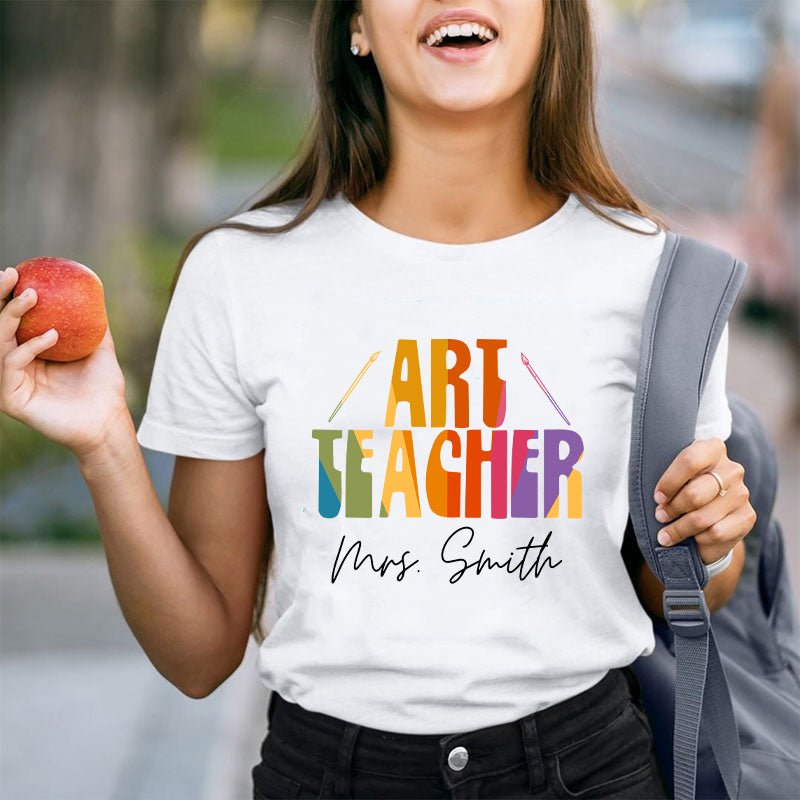 Personalized Name And Art Simple Color Teacher T-Shirt