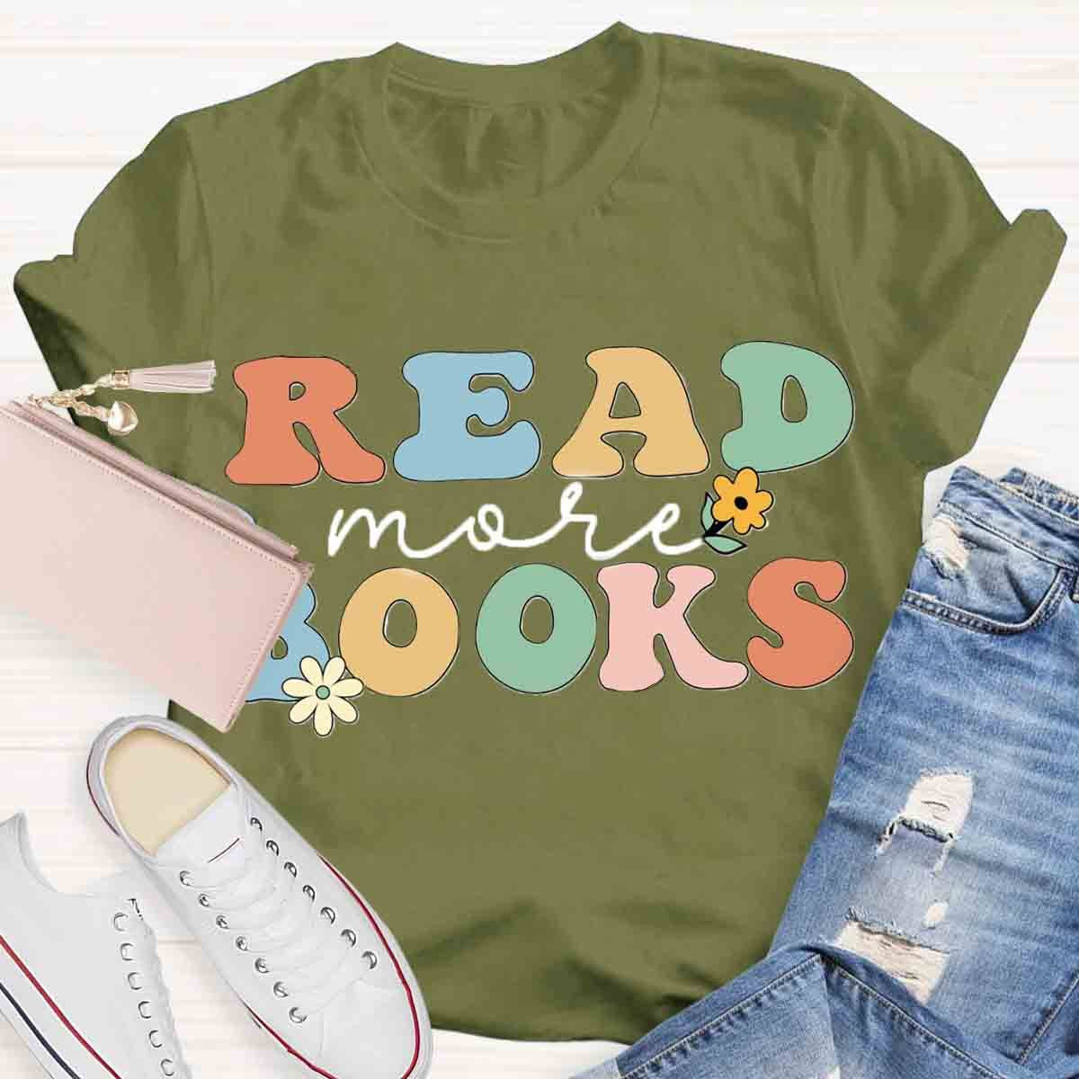 Read More Books Floral Teachers T-Shirt