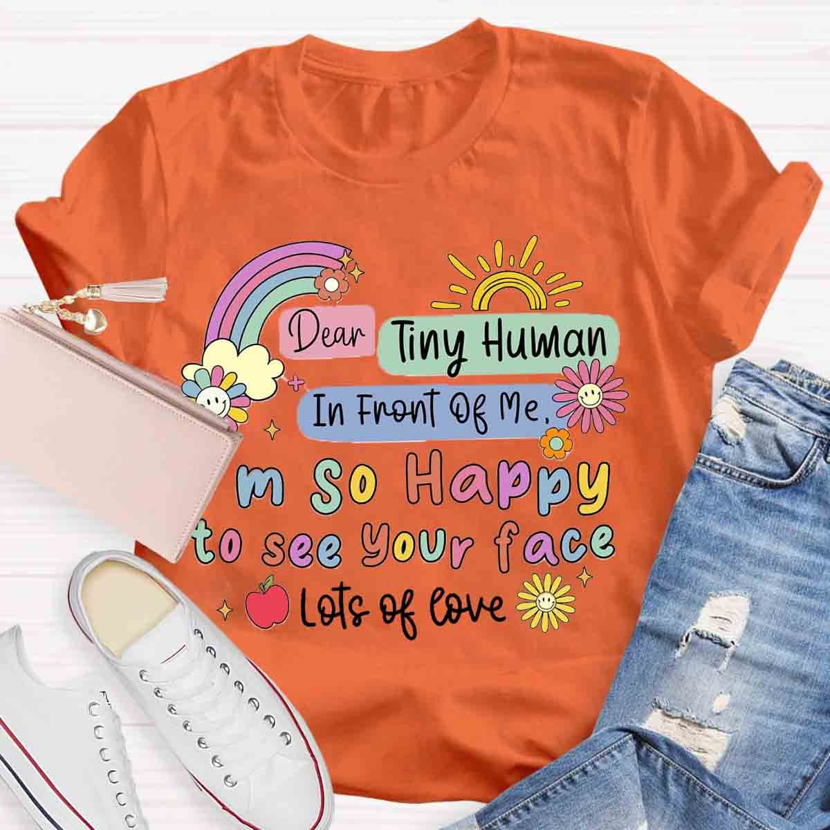 So Happy To See Your Face Teacher Casual Print T-shirt