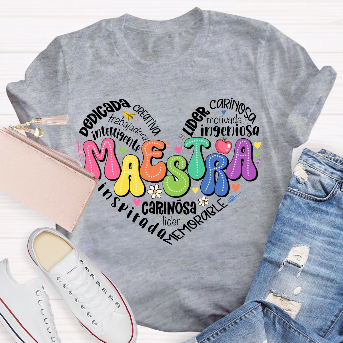 Maestra Spanish Teacher Heart T-Shirt