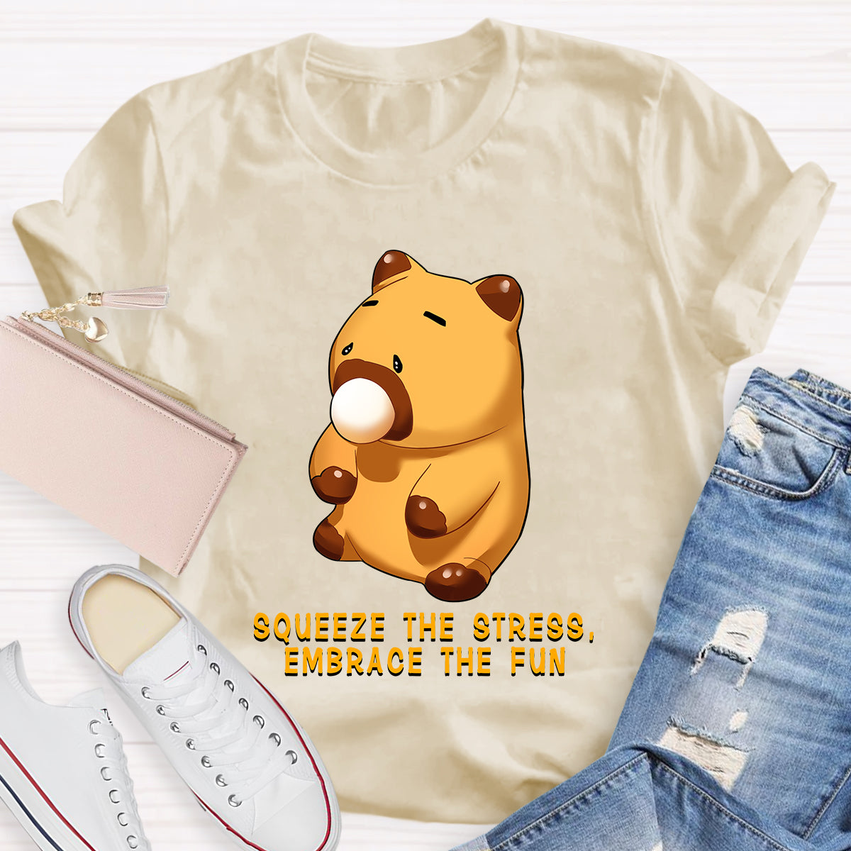 Squeeze The Stress, Embrace The Fun Capybara T-Shirt