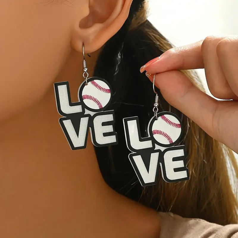 Game Day Football LOVE Acrylic Earrings