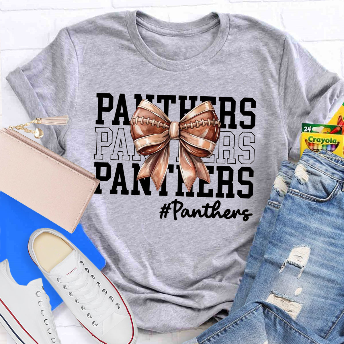 Cheer Mascot  Panthers Bow T-Shirt