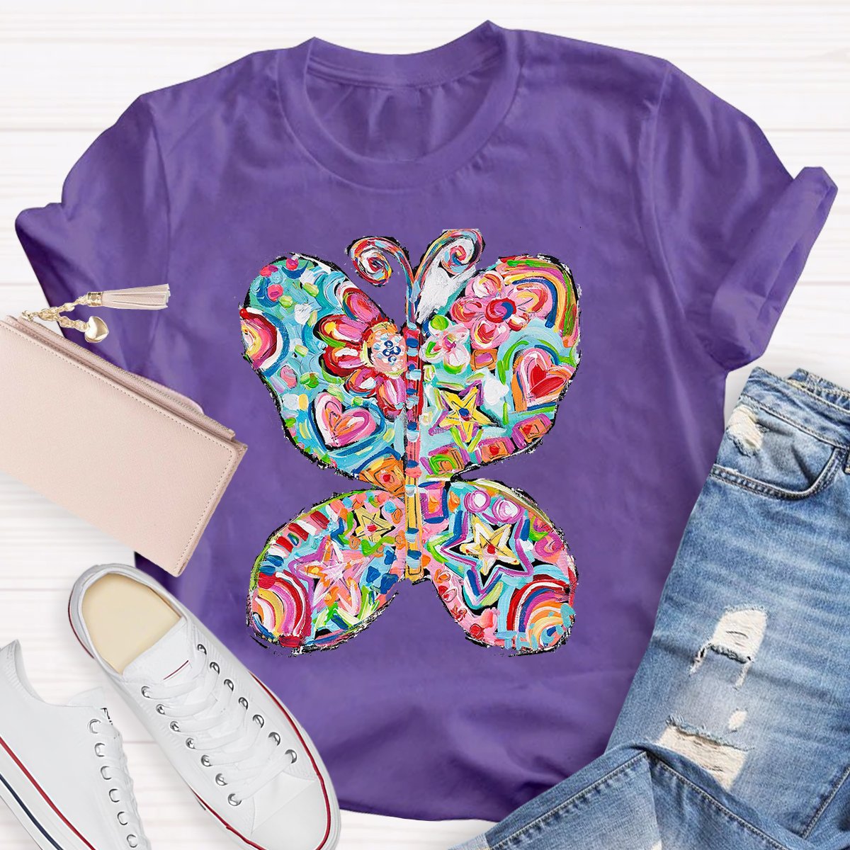 Color Butterfly Teacher Shirt