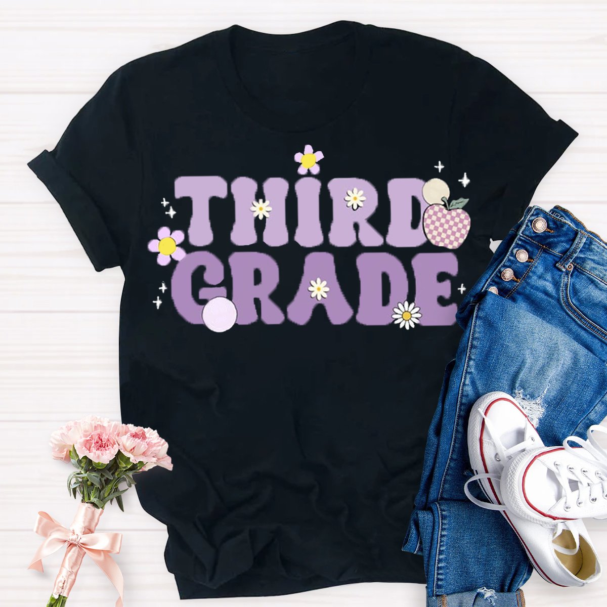 Personalized Grade Purple Apple T-Shirt