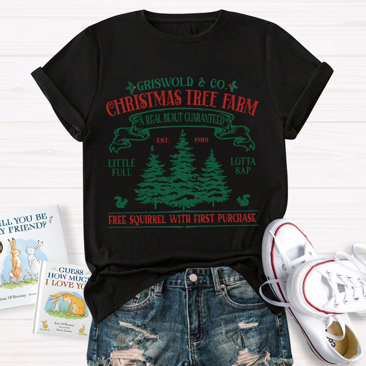 Christmas Tree Farm A Real Beauty Guaranteed Squirrel  T-Shirt