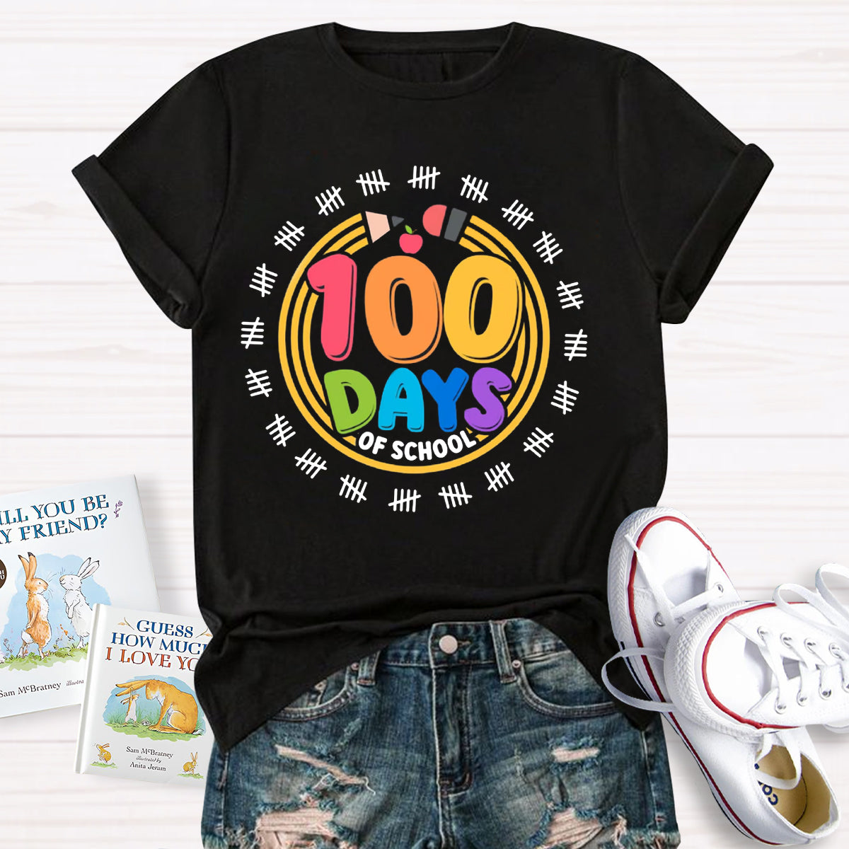 100 Days Of School Pencil Circle T-Shirt